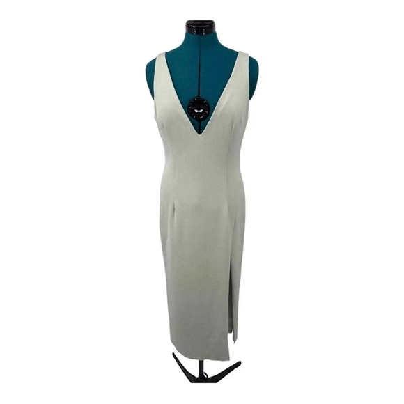 Katie May | Caliente Deep V-Neck Midi Dress Mint Green Bridesmaid Wedding M - Picture 4 of 16